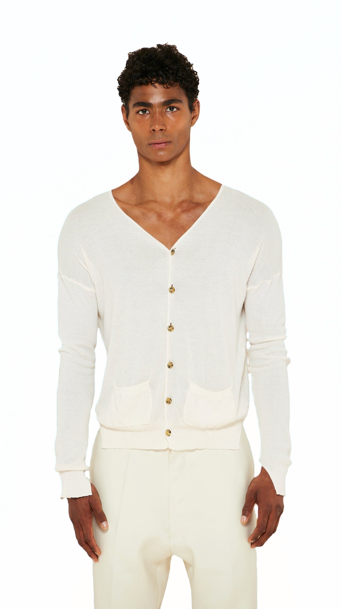 Roberto Cardigan Men Ivory, detail – POAN