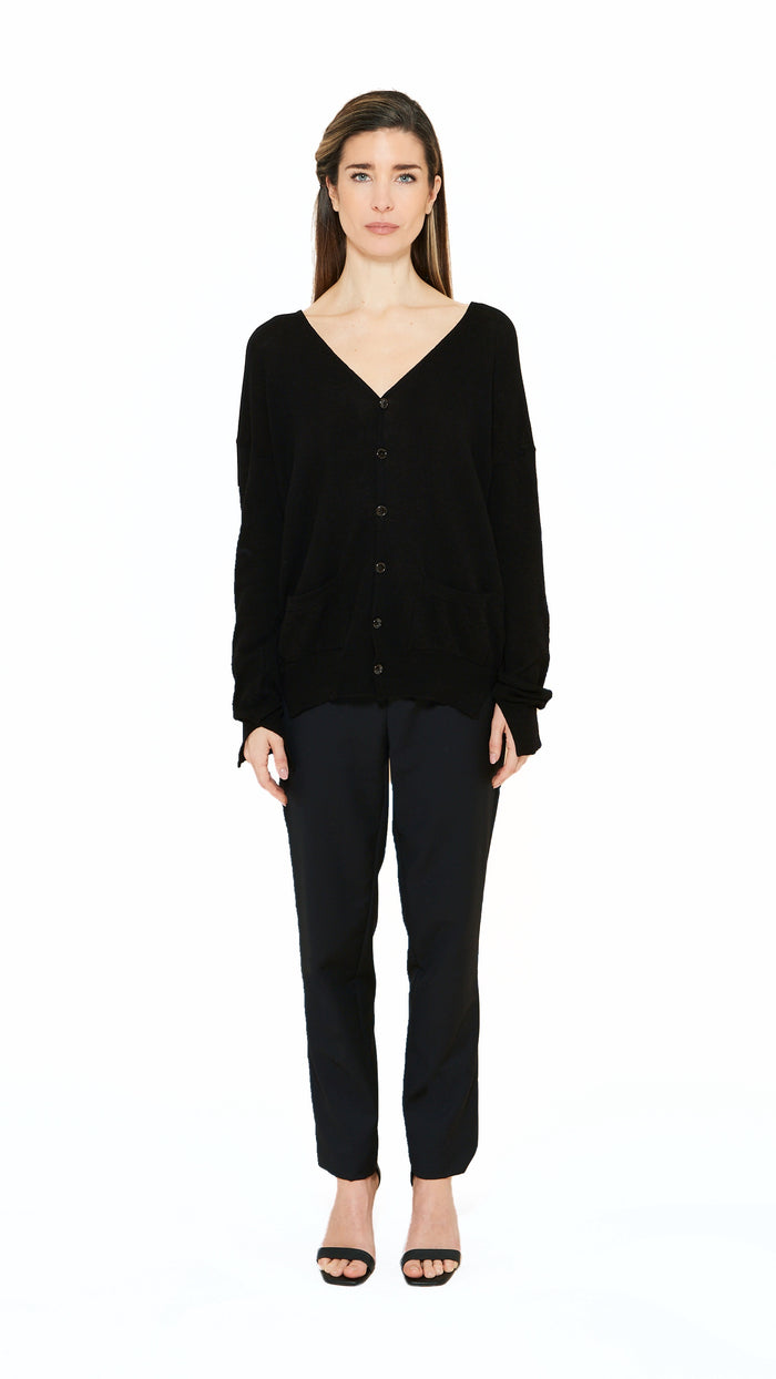 Roberto Cardigan Women Black, front view – POAN