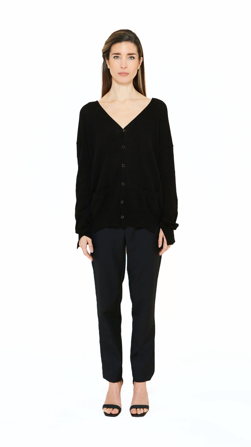 Roberto Cardigan Women Black, front view – POAN