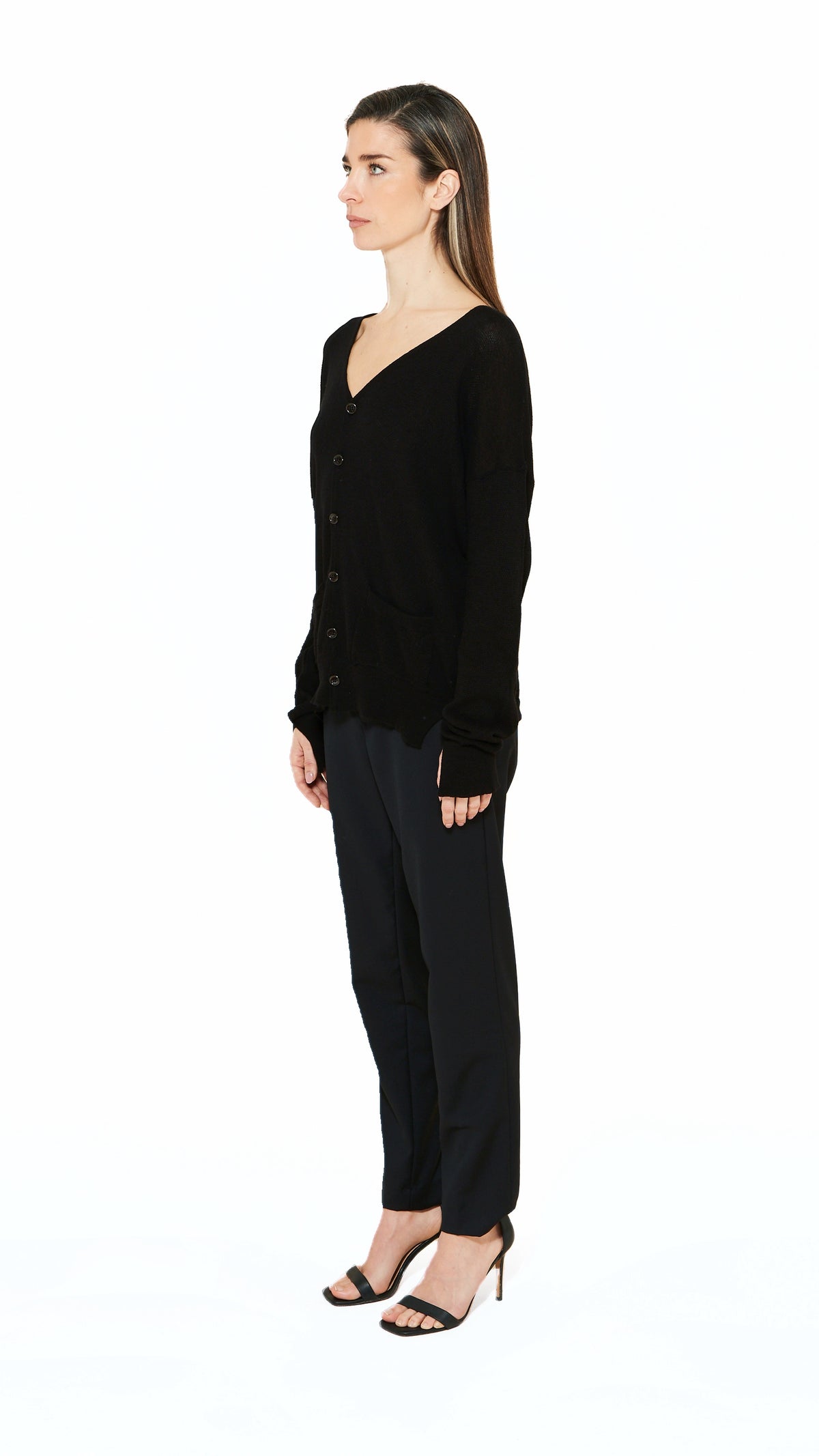 Roberto Cardigan Women Black, side view – POAN