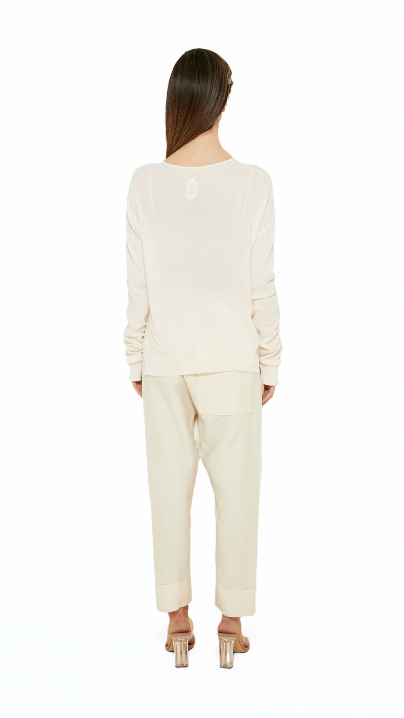 Roberto Cardigan Women Ivory, back view – POAN