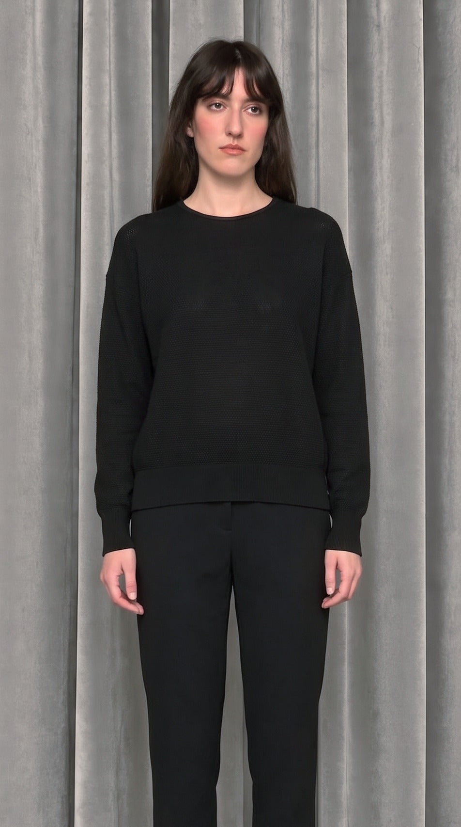 Roberto Crewneck Jumper Black – detail