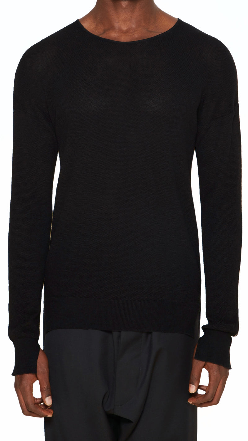 Roberto Crewneck Jumper Men Black, detail – POAN