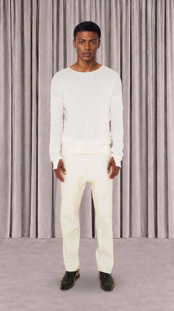 Roberto Crewneck Jumper Men Ivory, front view – POAN