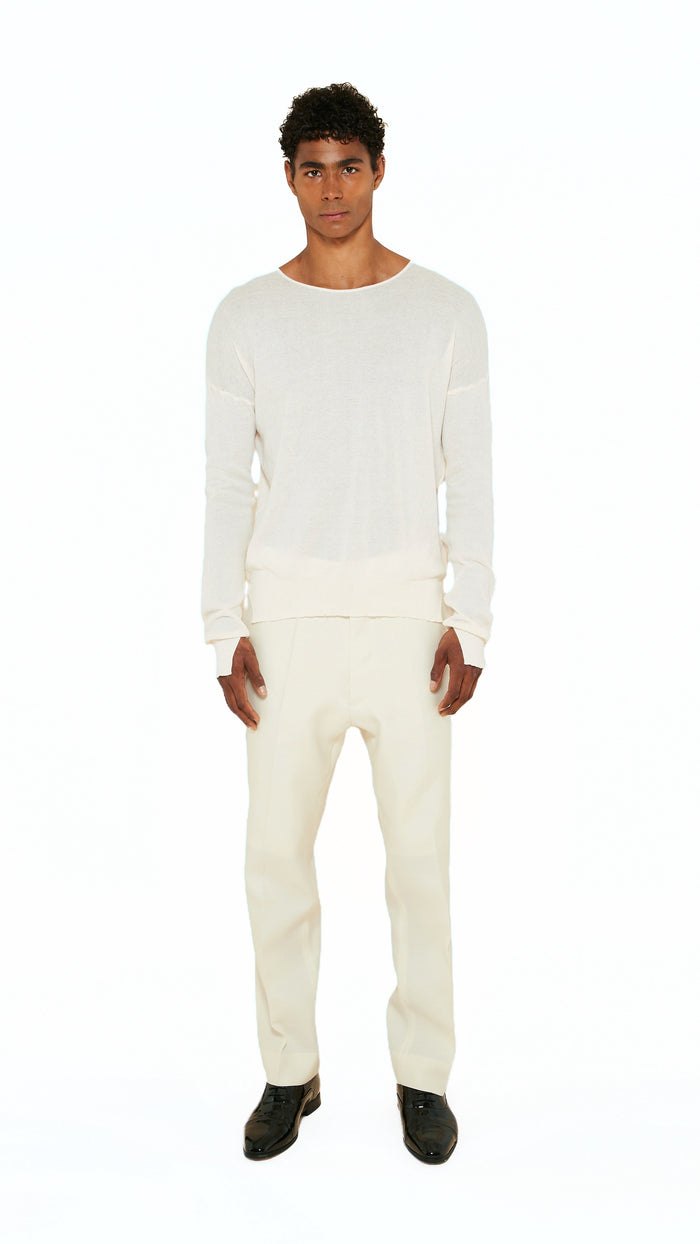 Roberto Crewneck Jumper Men Ivory, front view – POAN