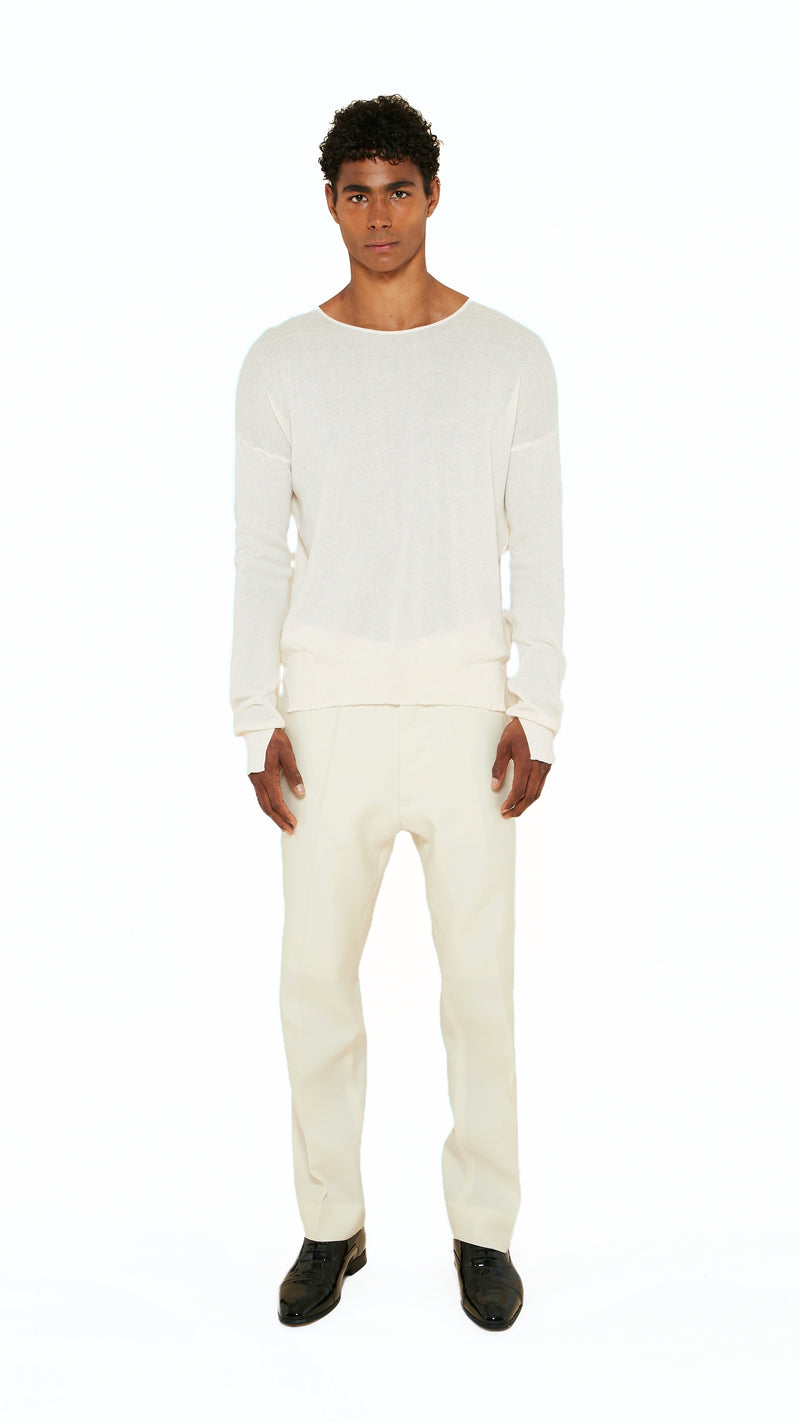 Roberto Crewneck Jumper Men Ivory, front view – POAN