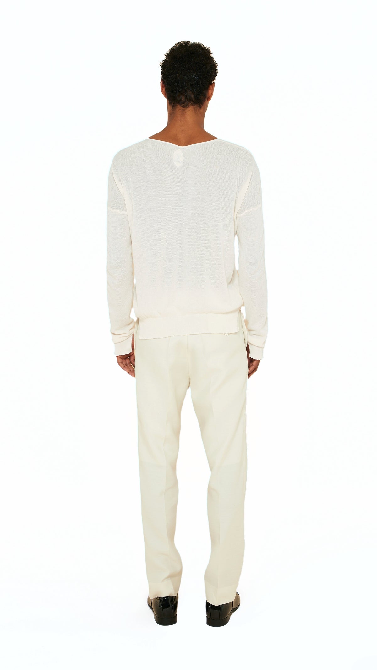 Roberto Crewneck Jumper Men Ivory, back view – POAN