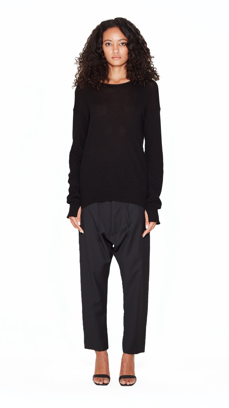 Roberto Crewneck Jumper Women Black, front view – POAN