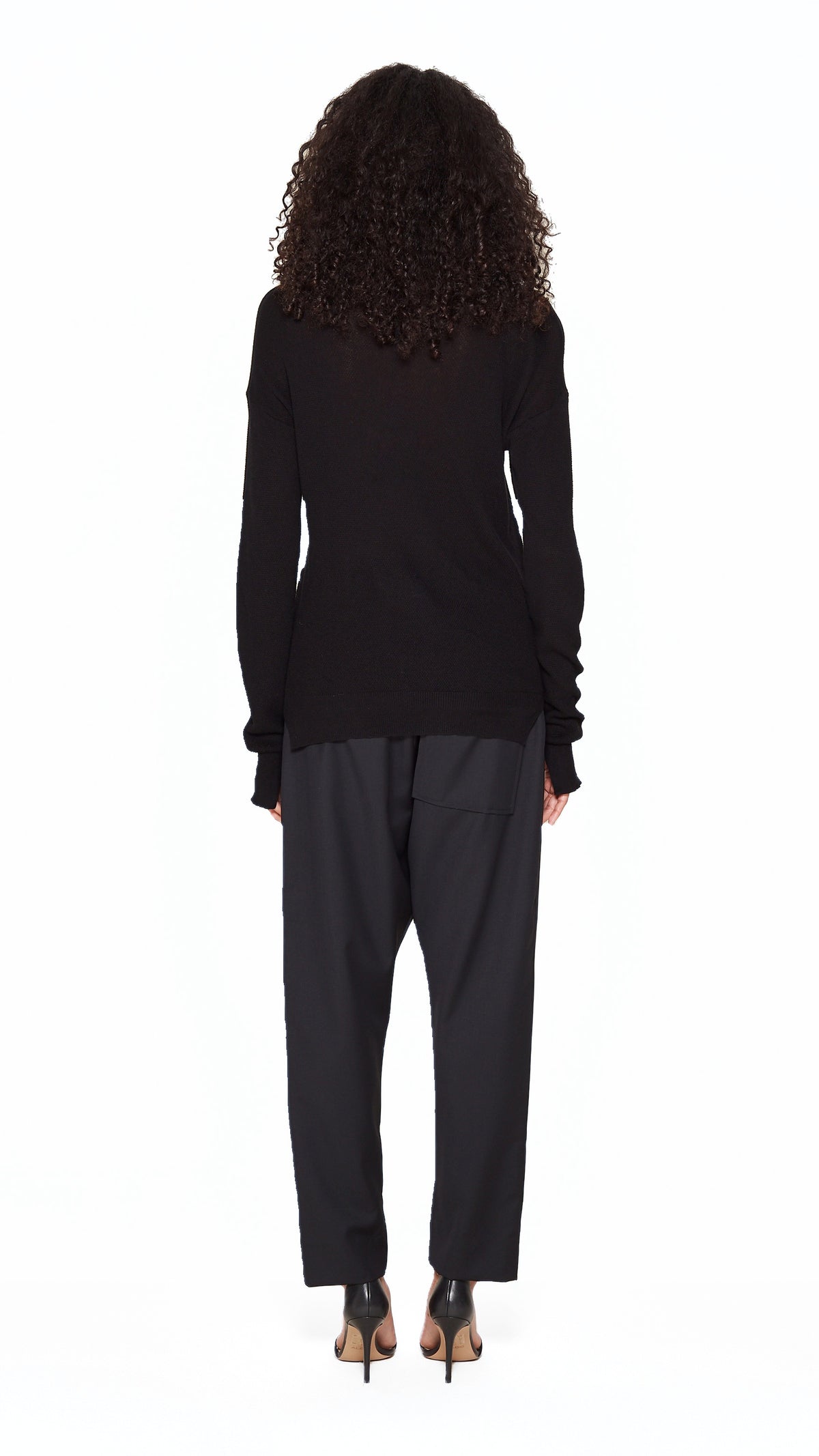 Roberto Crewneck Jumper Women Black, back view – POAN