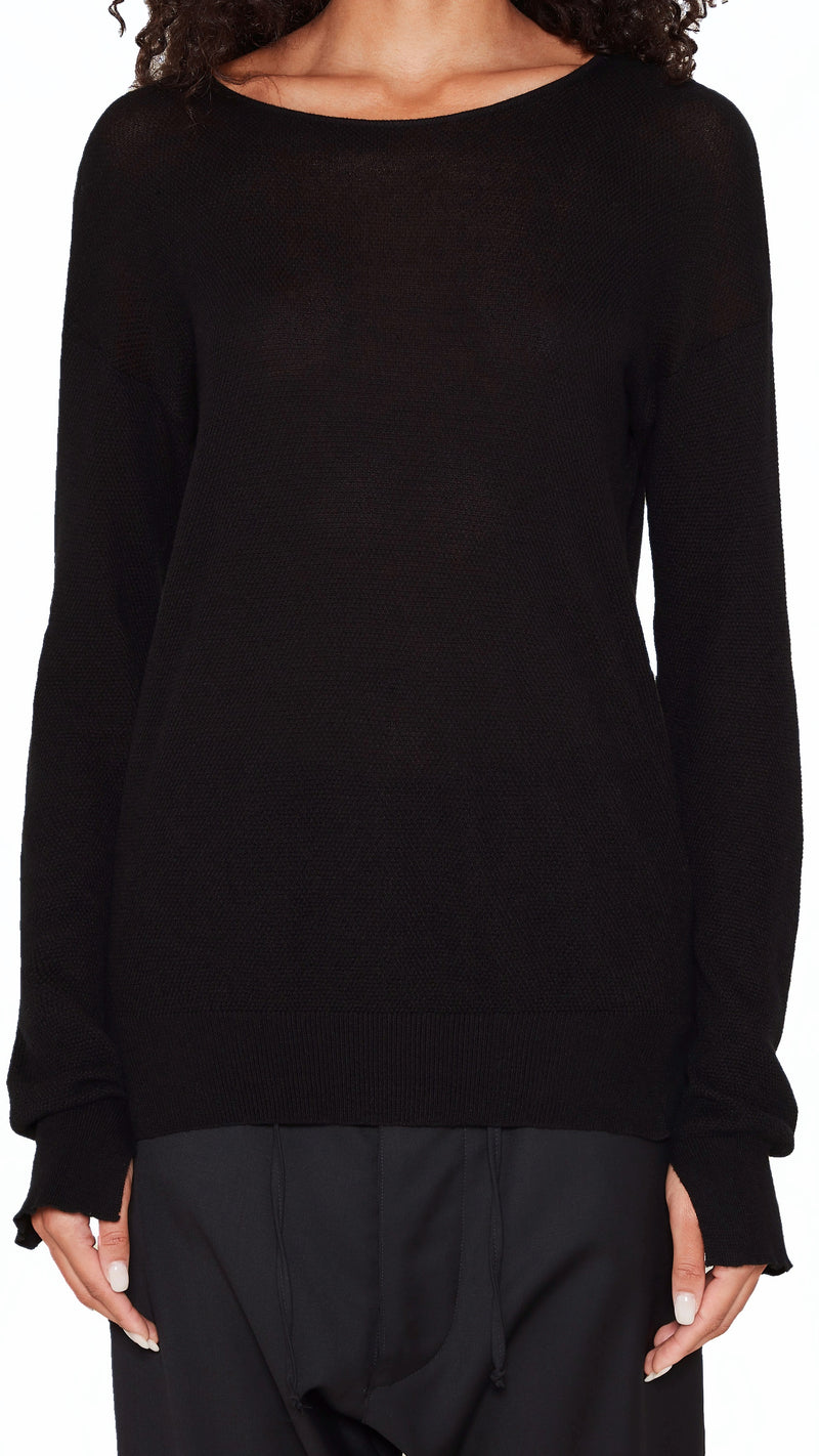 Roberto Crewneck Jumper Women Black, detail – POAN