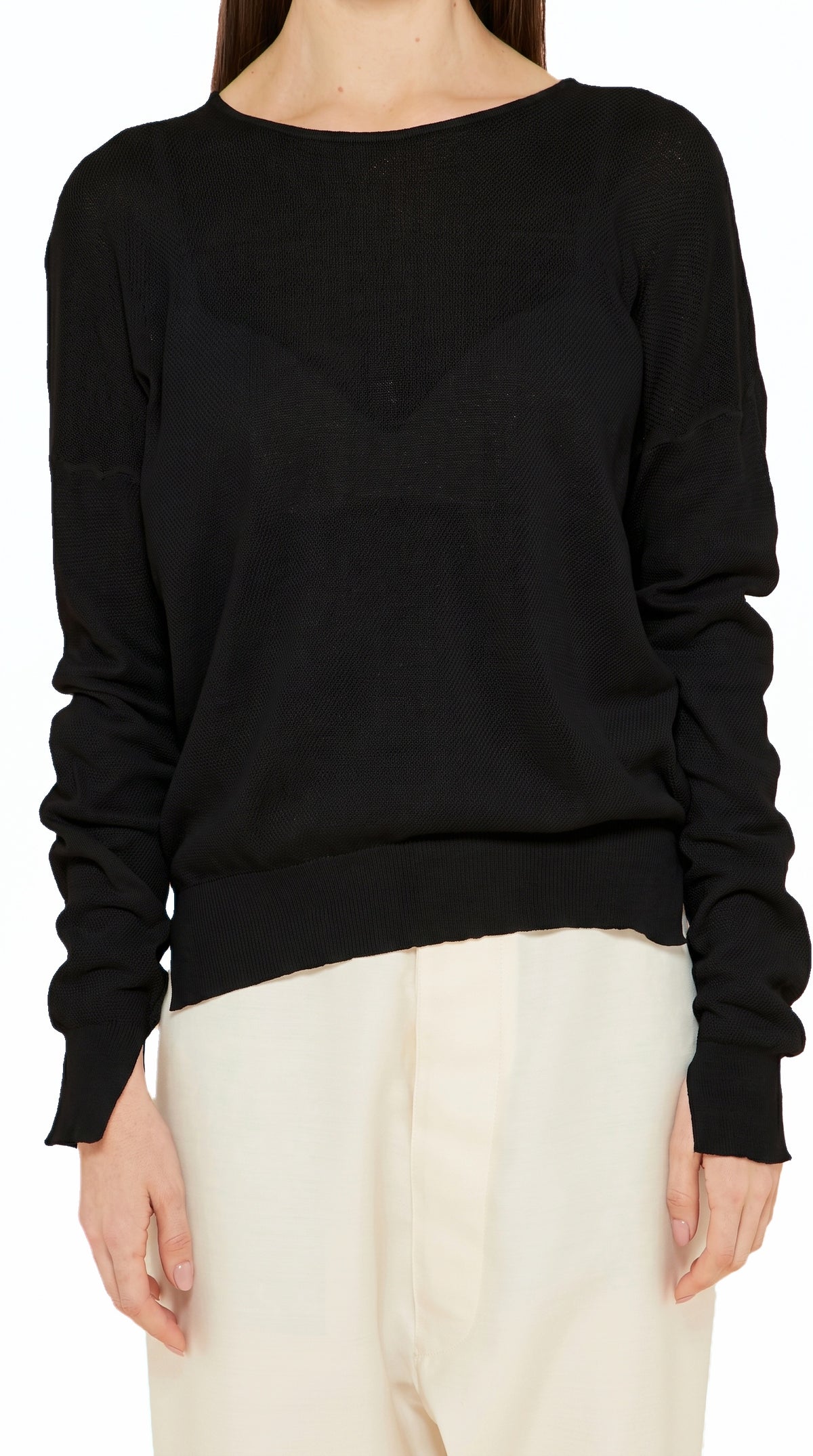 Roberto Crewneck Jumper Women Black, detail – POAN