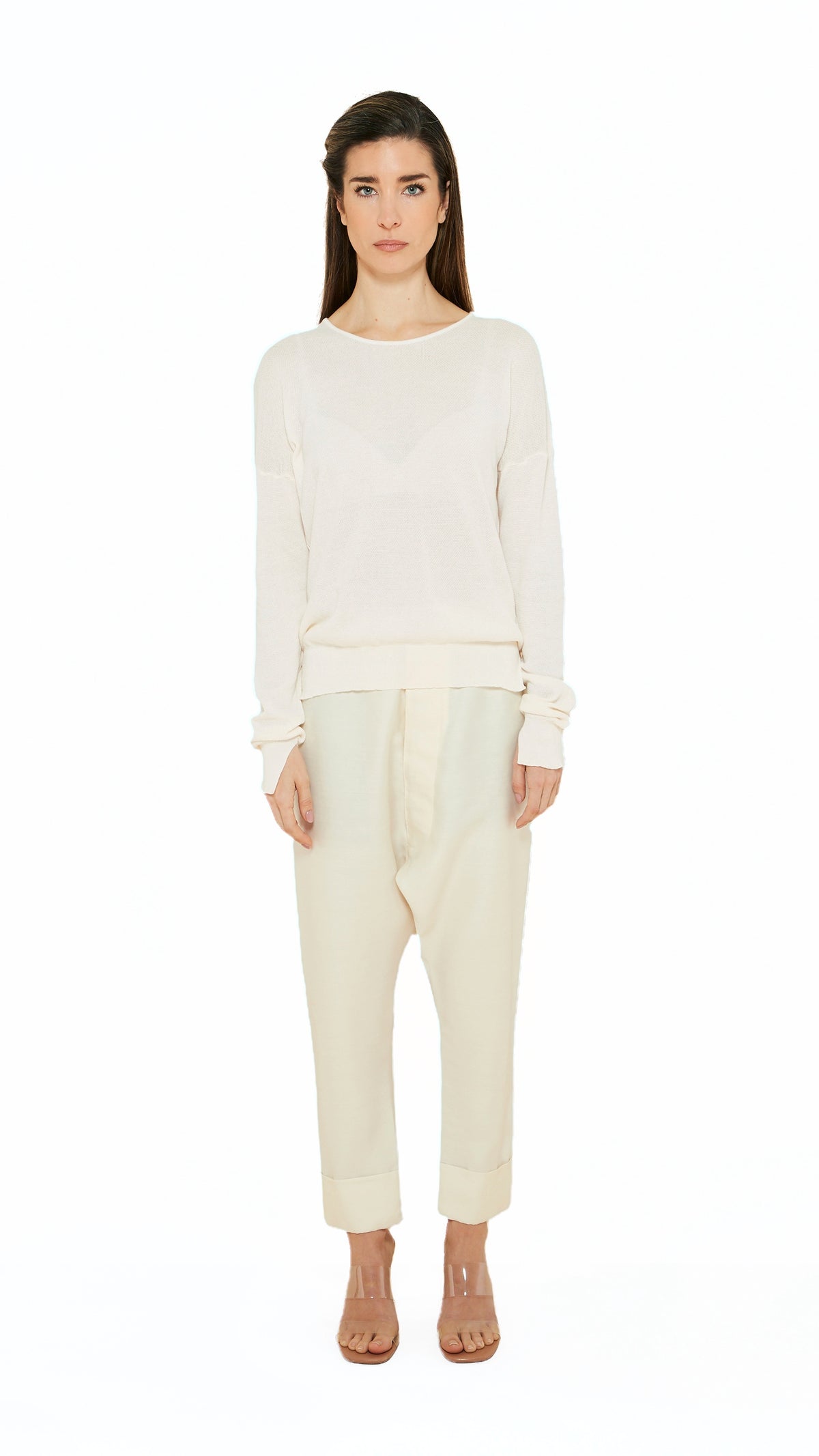 Roberto Crewneck Jumper Women Ivory, front view – POAN
