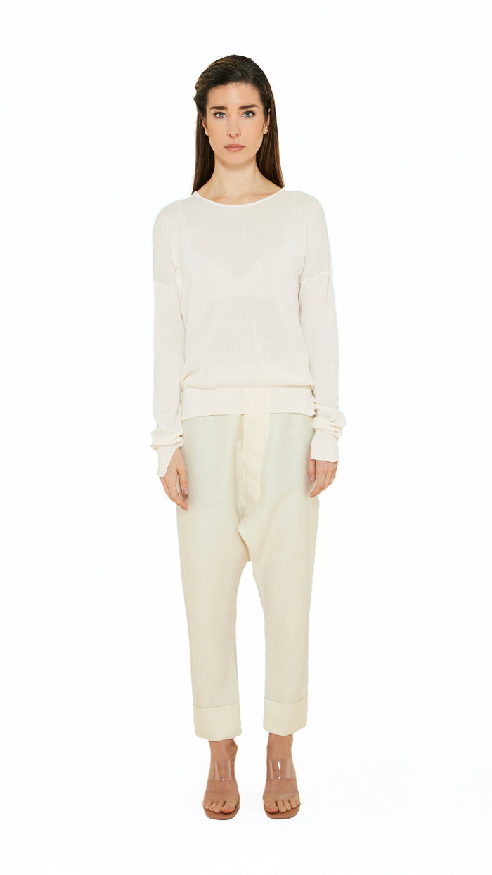 Roberto Crewneck Jumper Women Ivory, front view – POAN