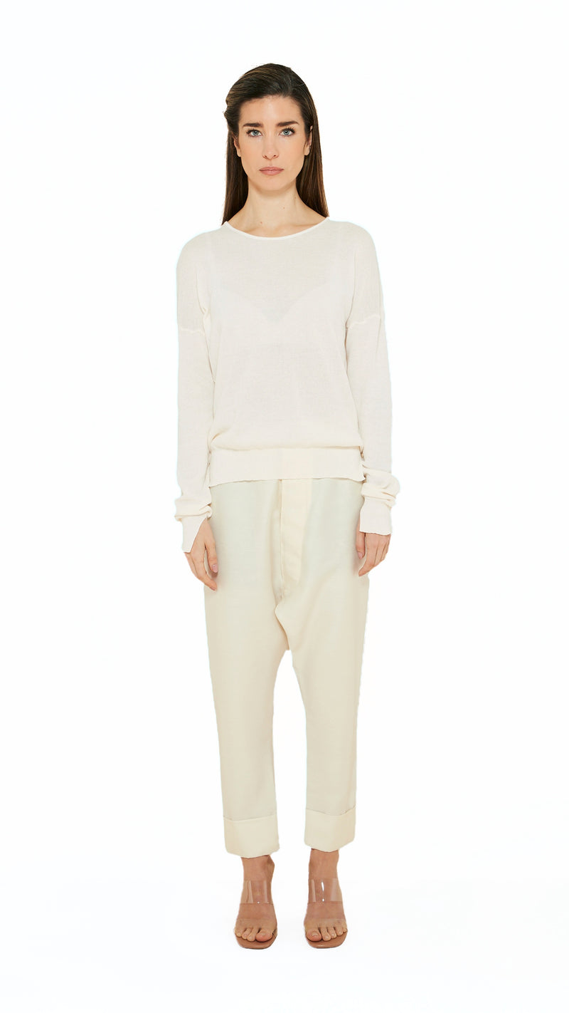 Roberto Crewneck Jumper Women Ivory, front view – POAN