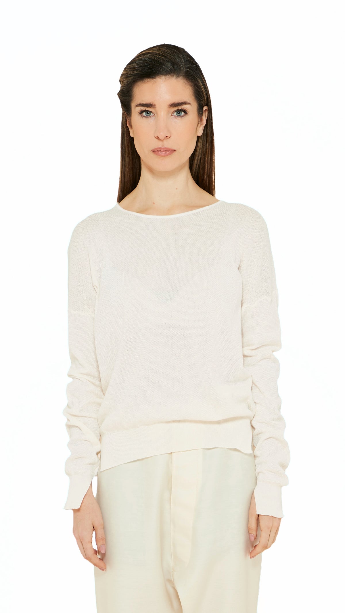 Roberto Crewneck Jumper Women Ivory, detail – POAN