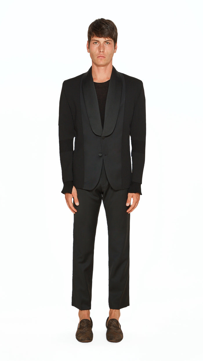 Smoker Jacket Men Black, front view – POAN