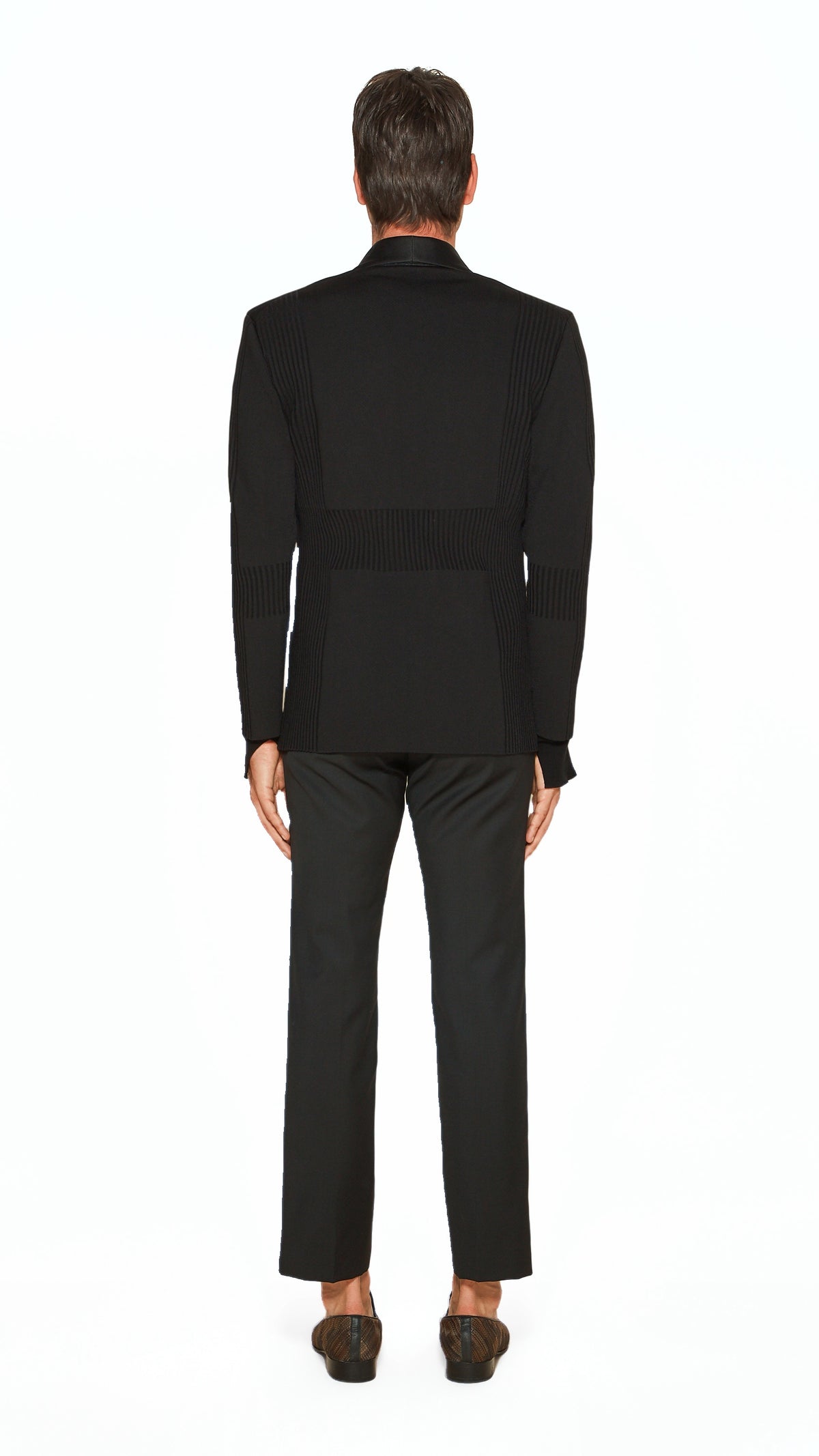Smoker Jacket Men Black, back view – POAN
