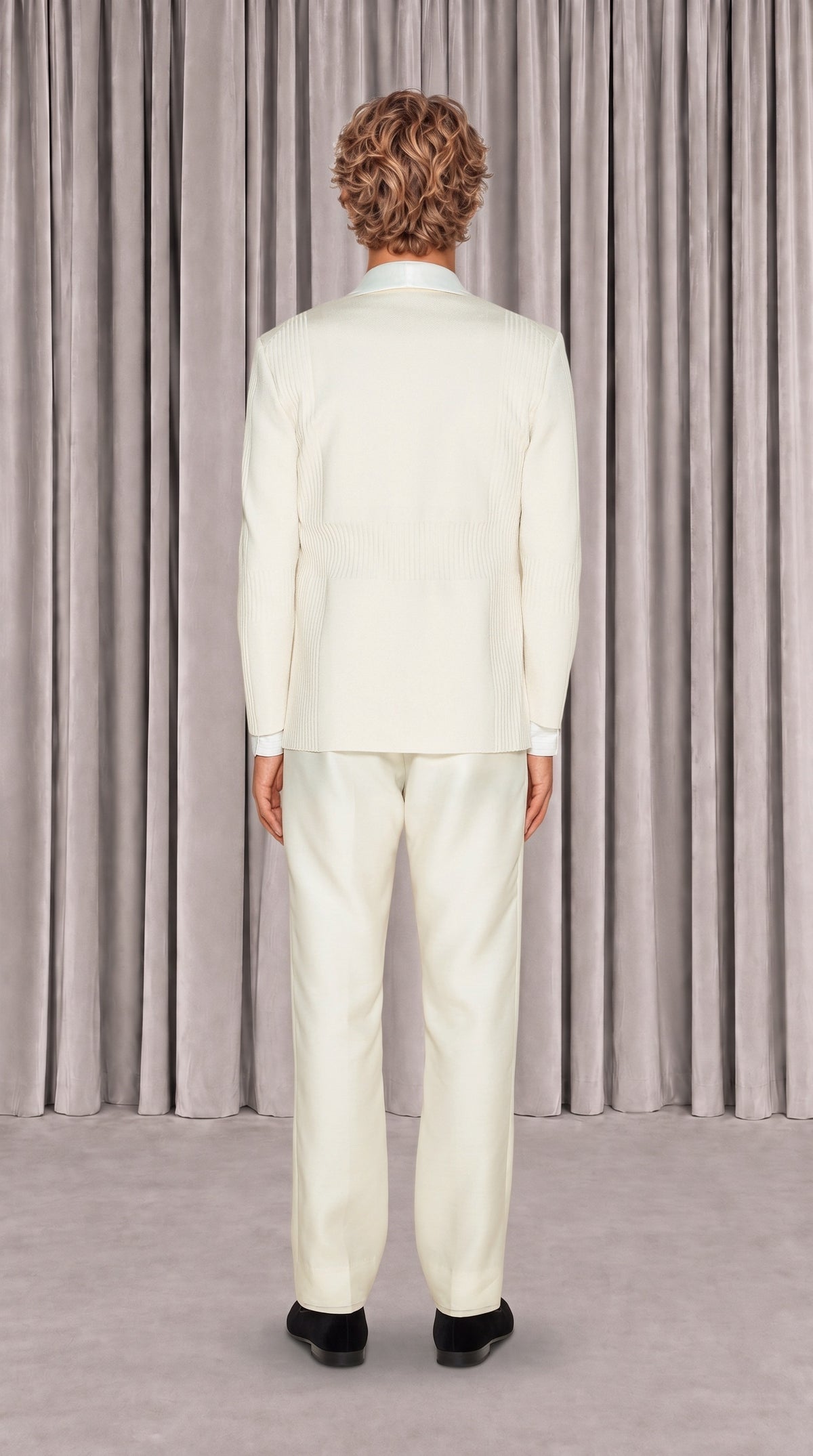 Smoker Jacket Men Ivory, back view – POAN