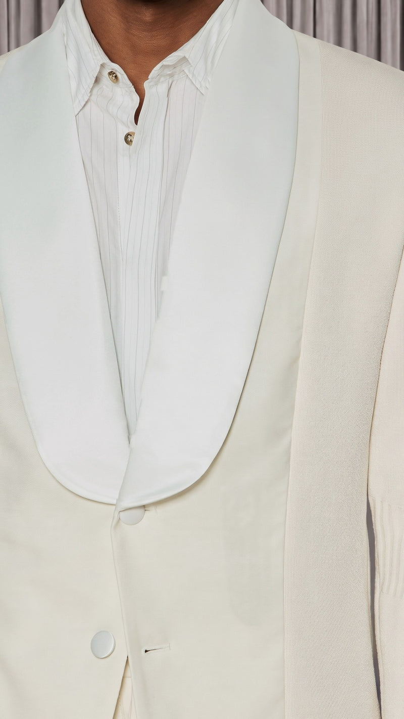 Smoker Jacket Men Ivory, detail – POAN