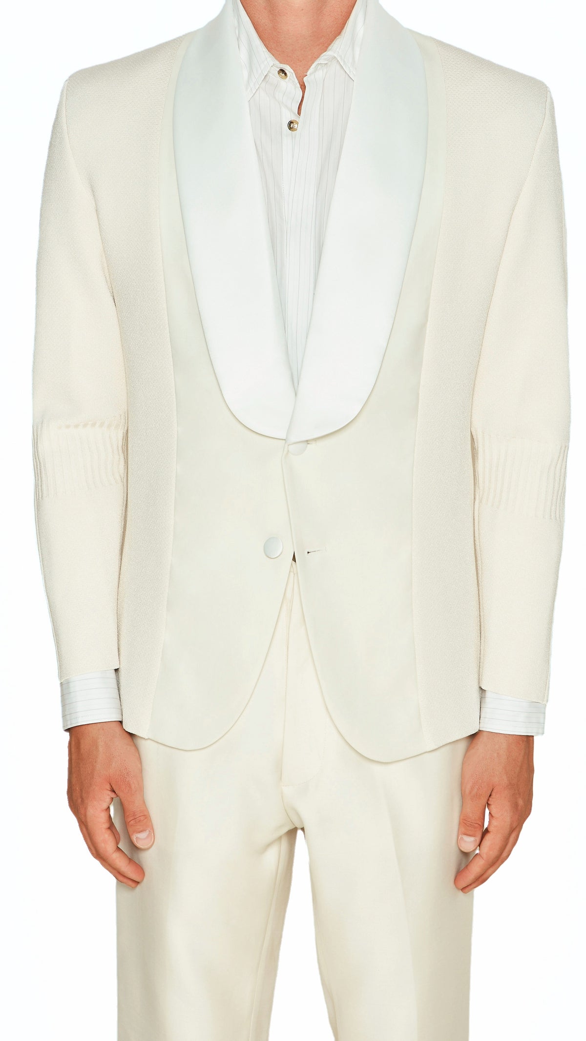 Smoker Jacket Men Ivory, detail – POAN