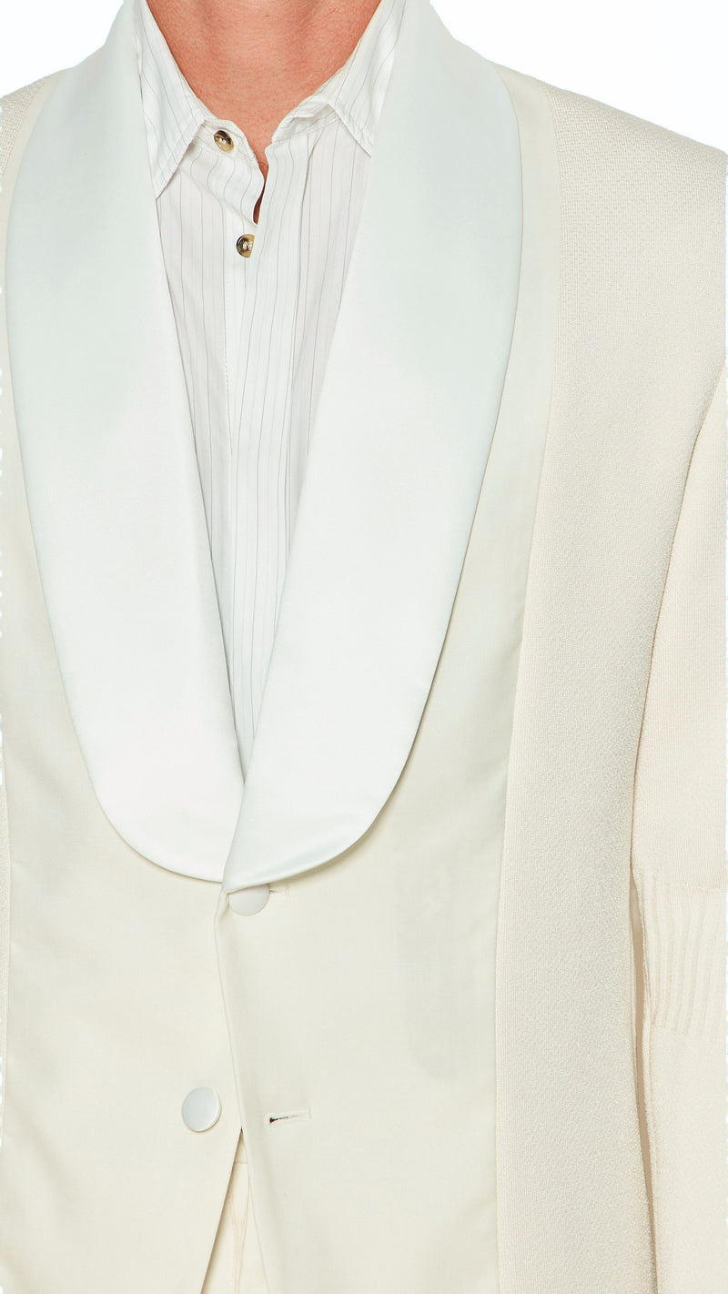 Smoker Jacket Men Ivory, detail – POAN