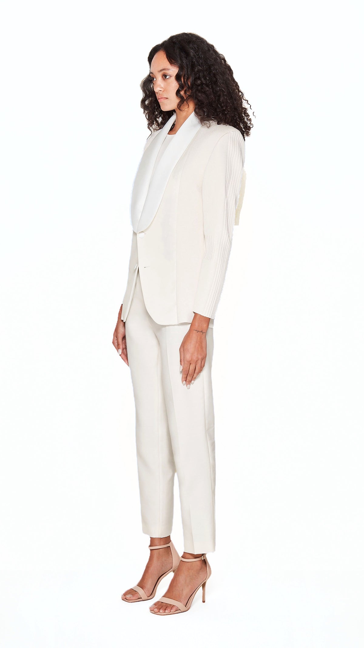 Smoker Jacket Women Ivory, side view – POAN