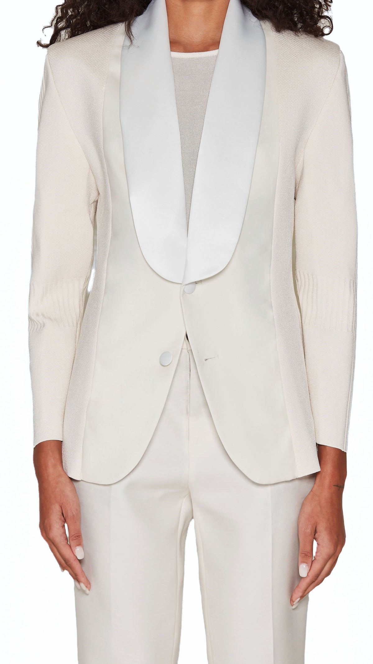 Smoker Jacket Women Ivory, detail – POAN