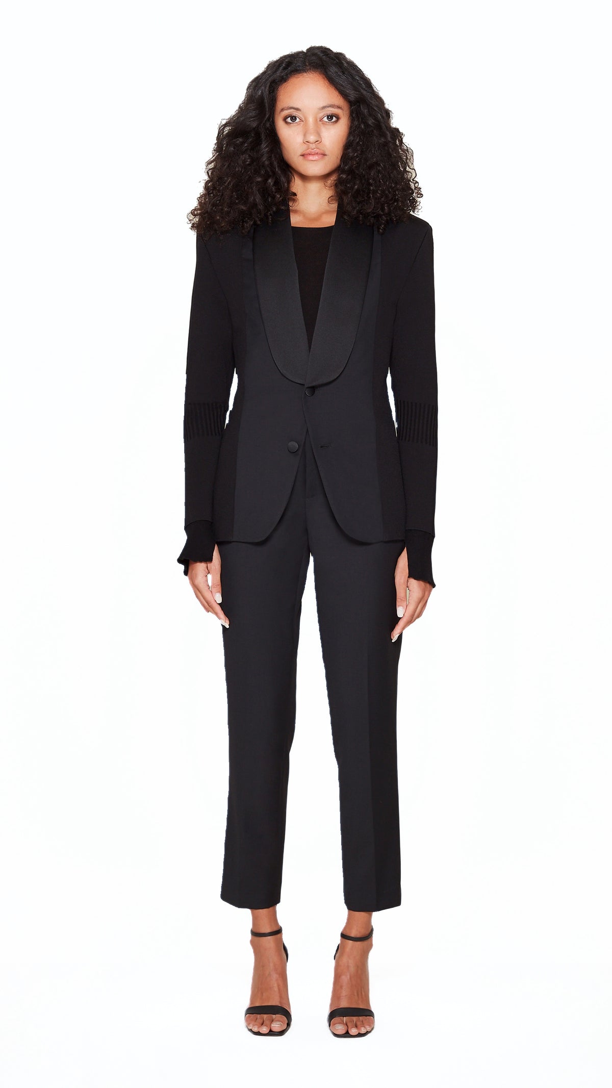 Smoker Jacket Women Noir, front view – POAN