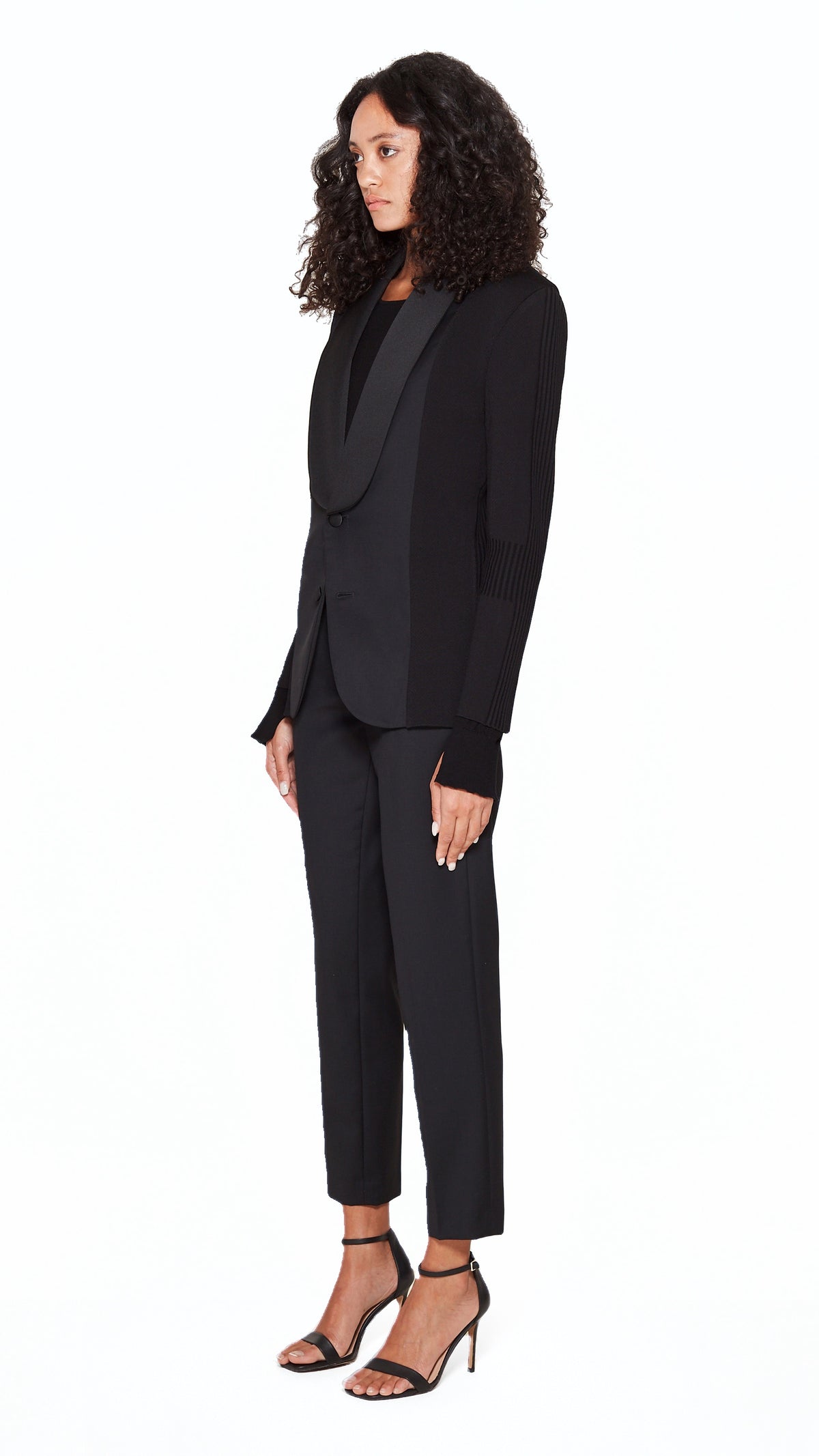 Smoker Jacket Women Noir, side view – POAN