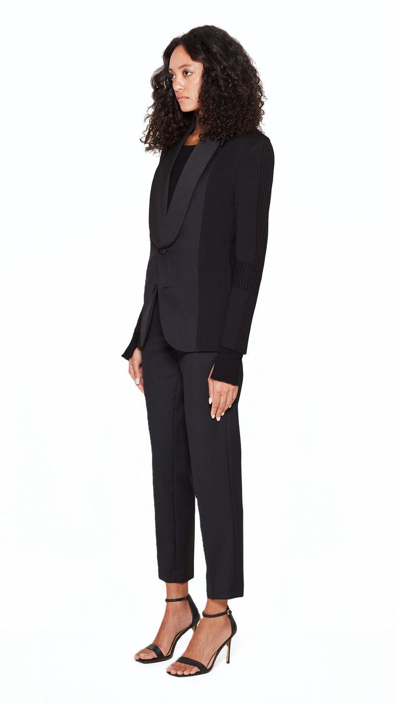 Smoker Jacket Women Noir, side view – POAN