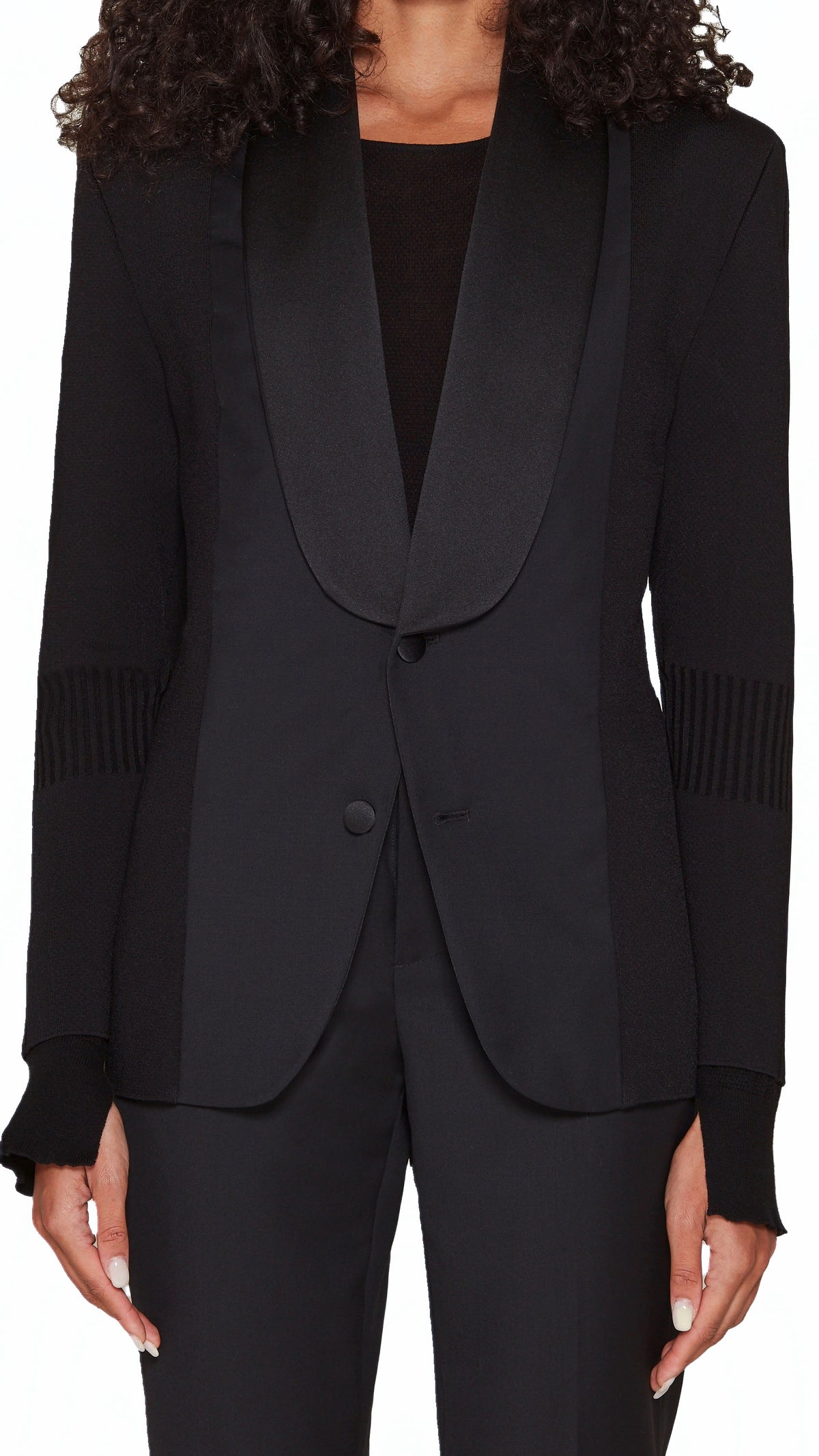 Smoker Jacket Women Noir, detail – POAN