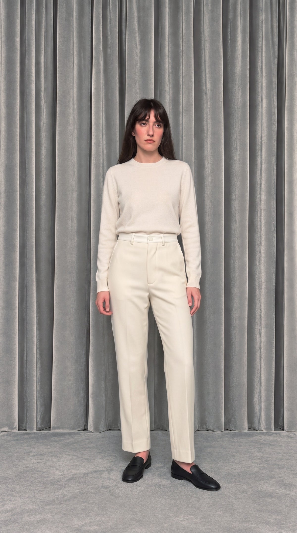 Smoker Trousers Ivory – model front