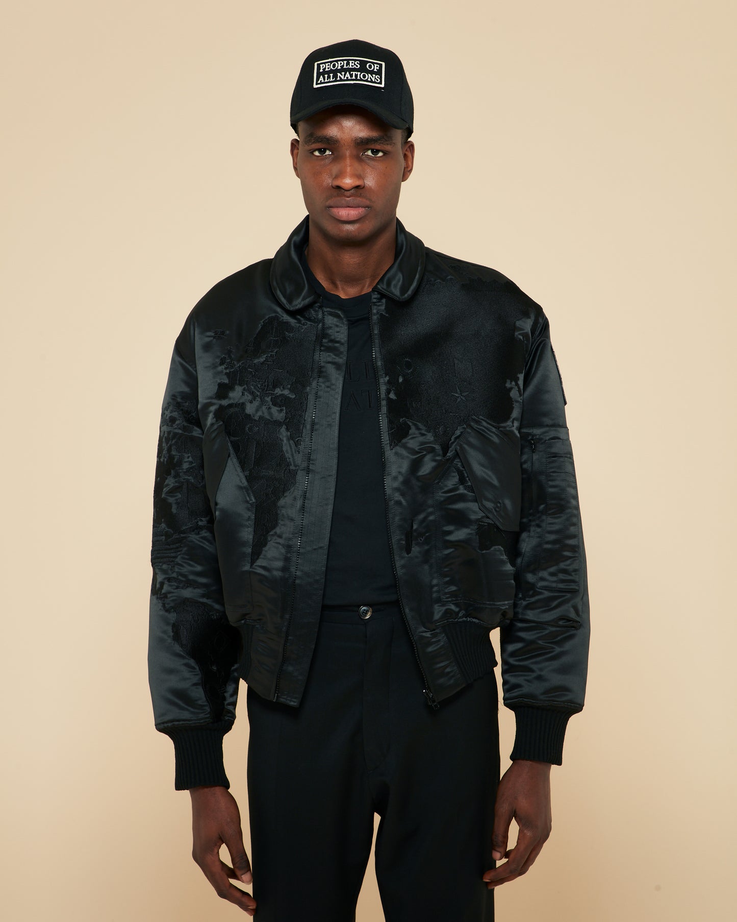 World Map MA-1 Flight Bomber Jacket Black