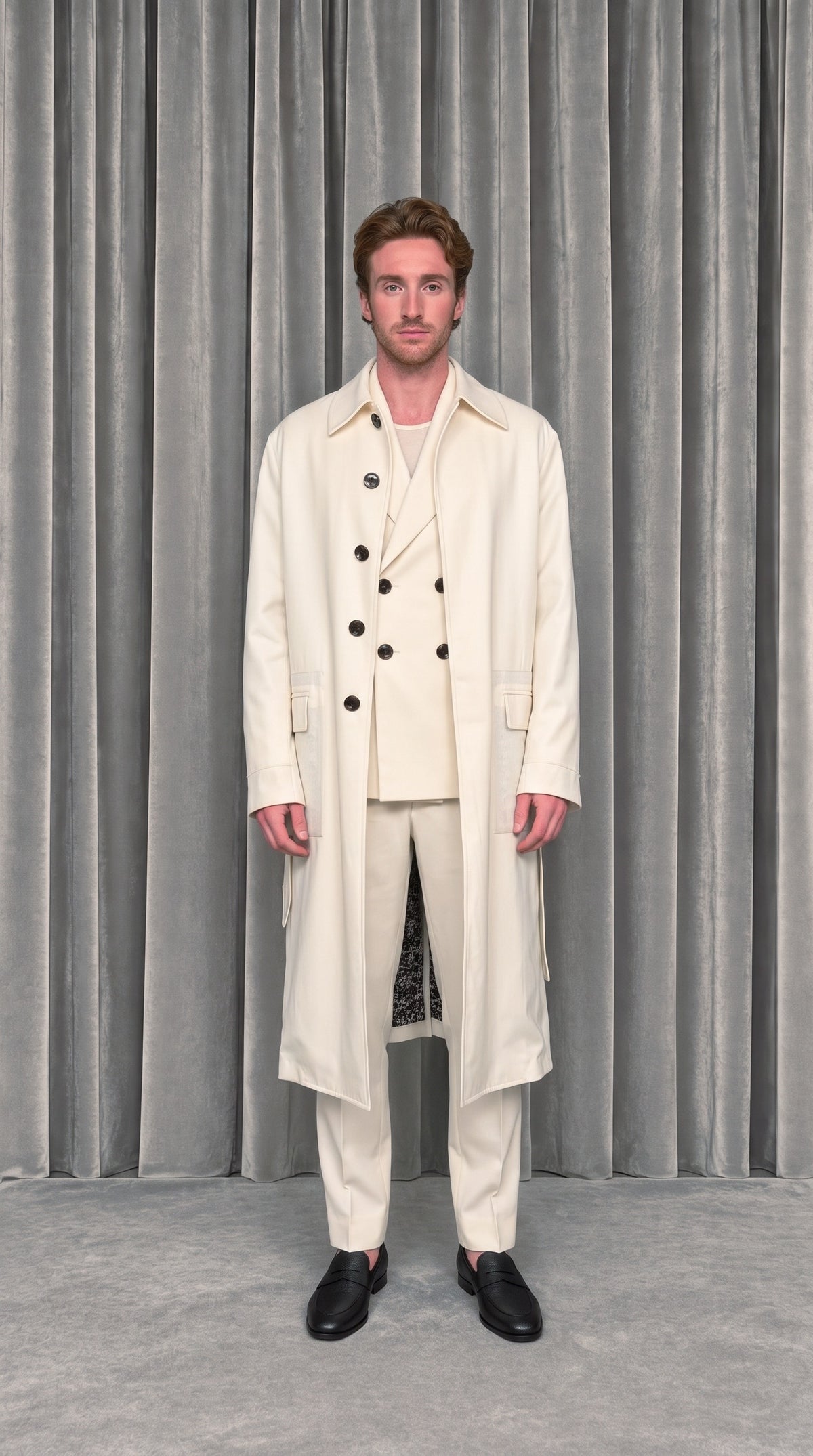 Victor Overcoat Ivory – model front