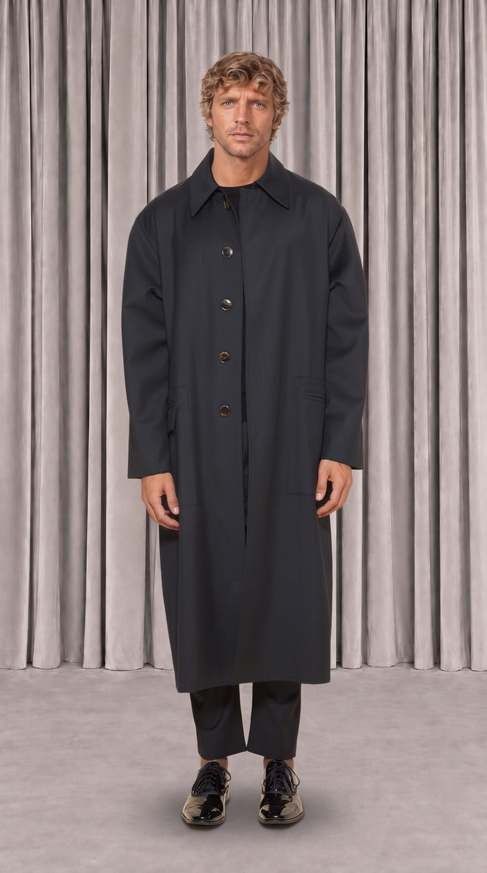 Victor Overcoat Men Black, front view – POAN