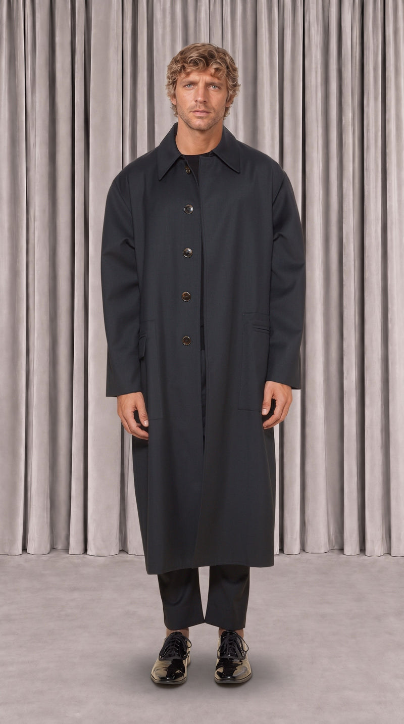 Victor Overcoat Men Black, front view – POAN