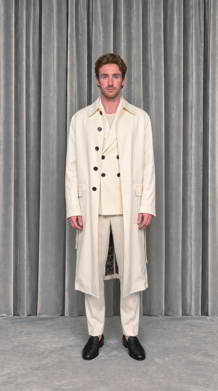 Victor Overcoat Ivory – model front