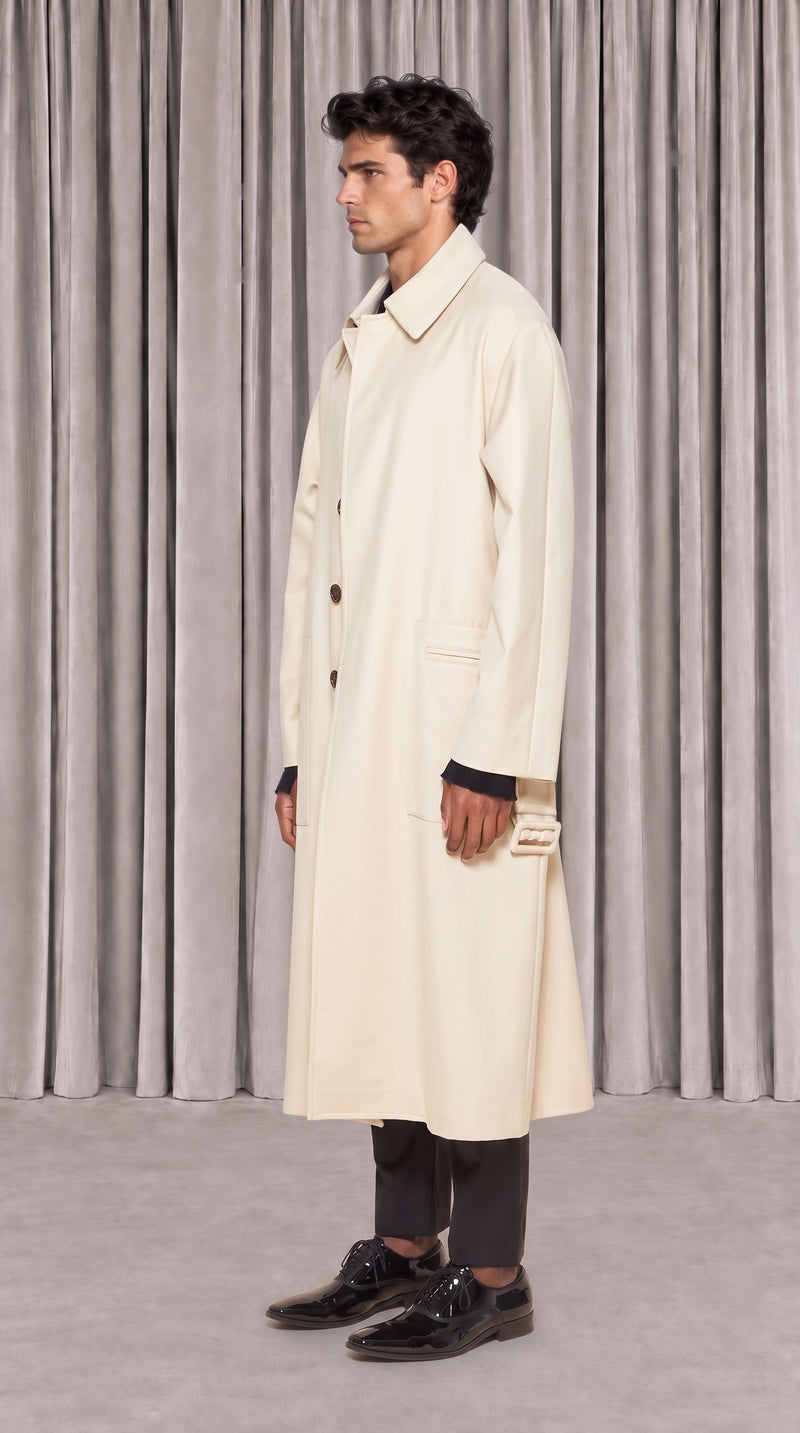 Victor Overcoat Men Ivory, side view – POAN