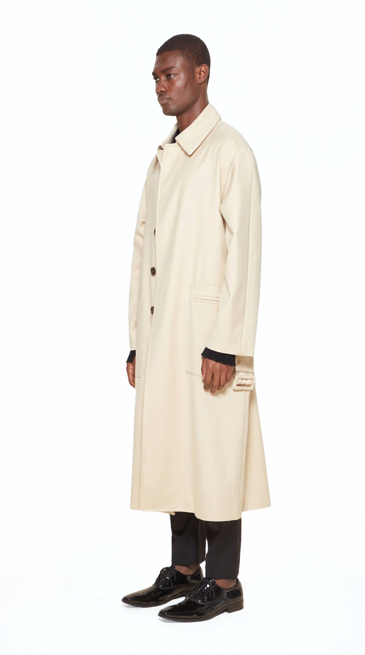 Victor Overcoat Men Ivory, side view – POAN