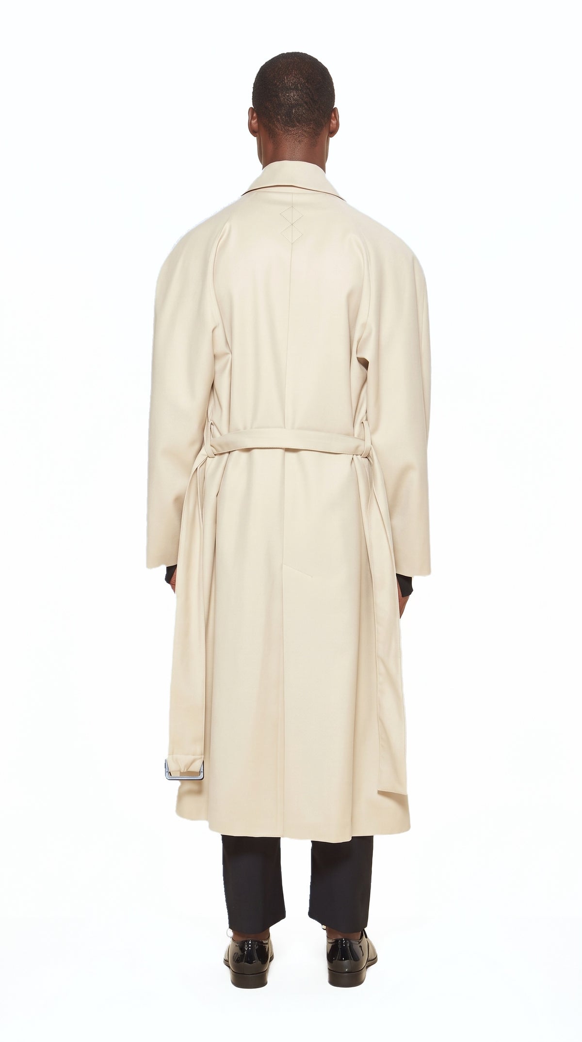 Victor Overcoat Men Ivory, back view – POAN