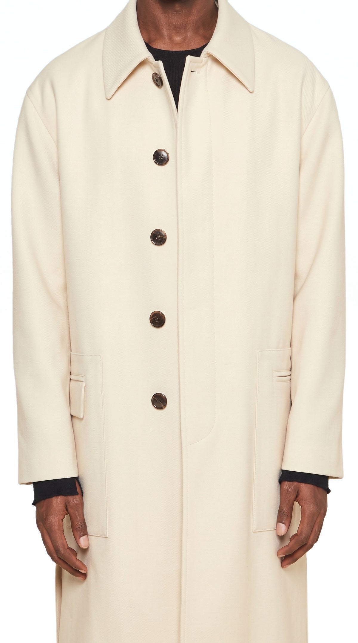 Victor Overcoat Men Ivory, detail – POAN