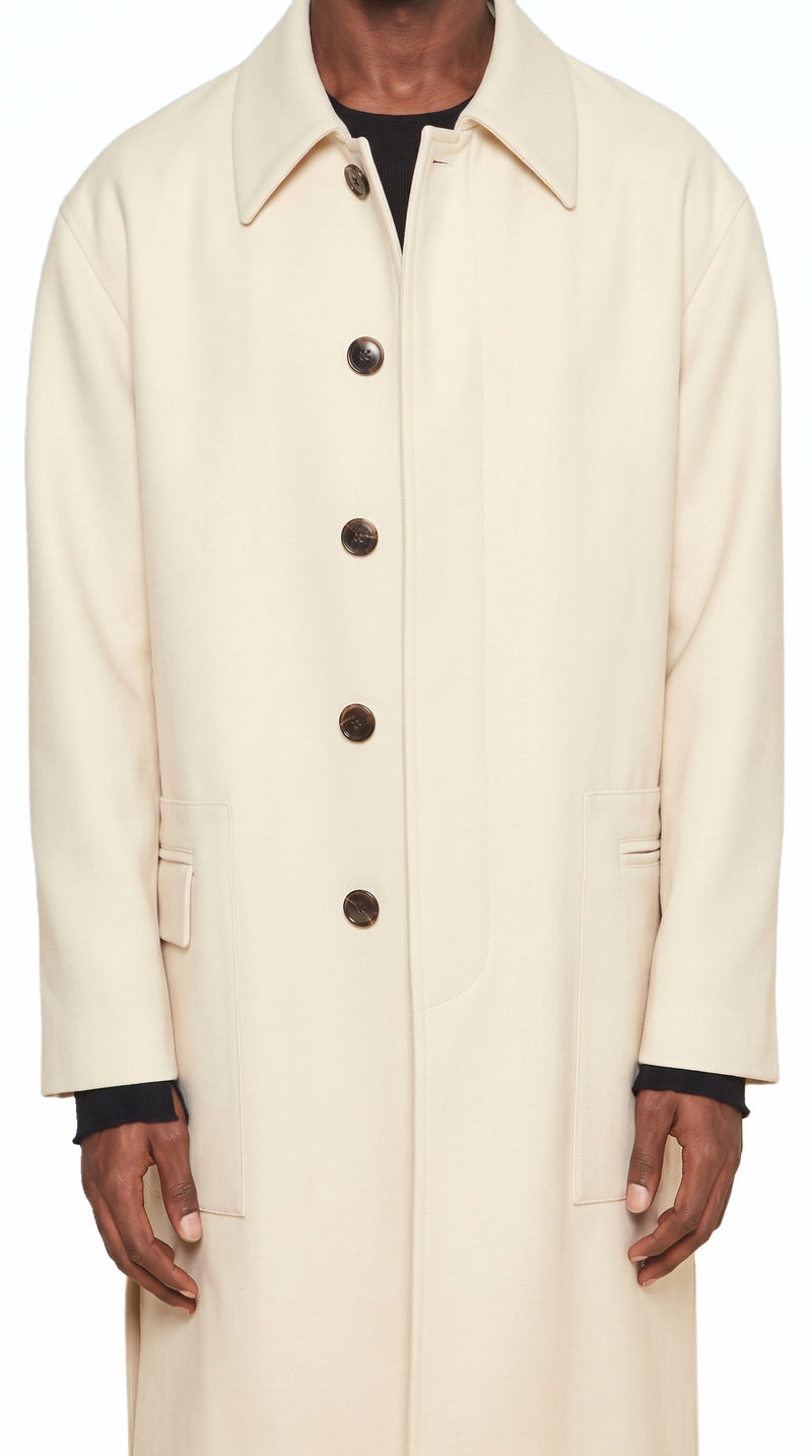 Victor Overcoat Men Ivory, detail – POAN