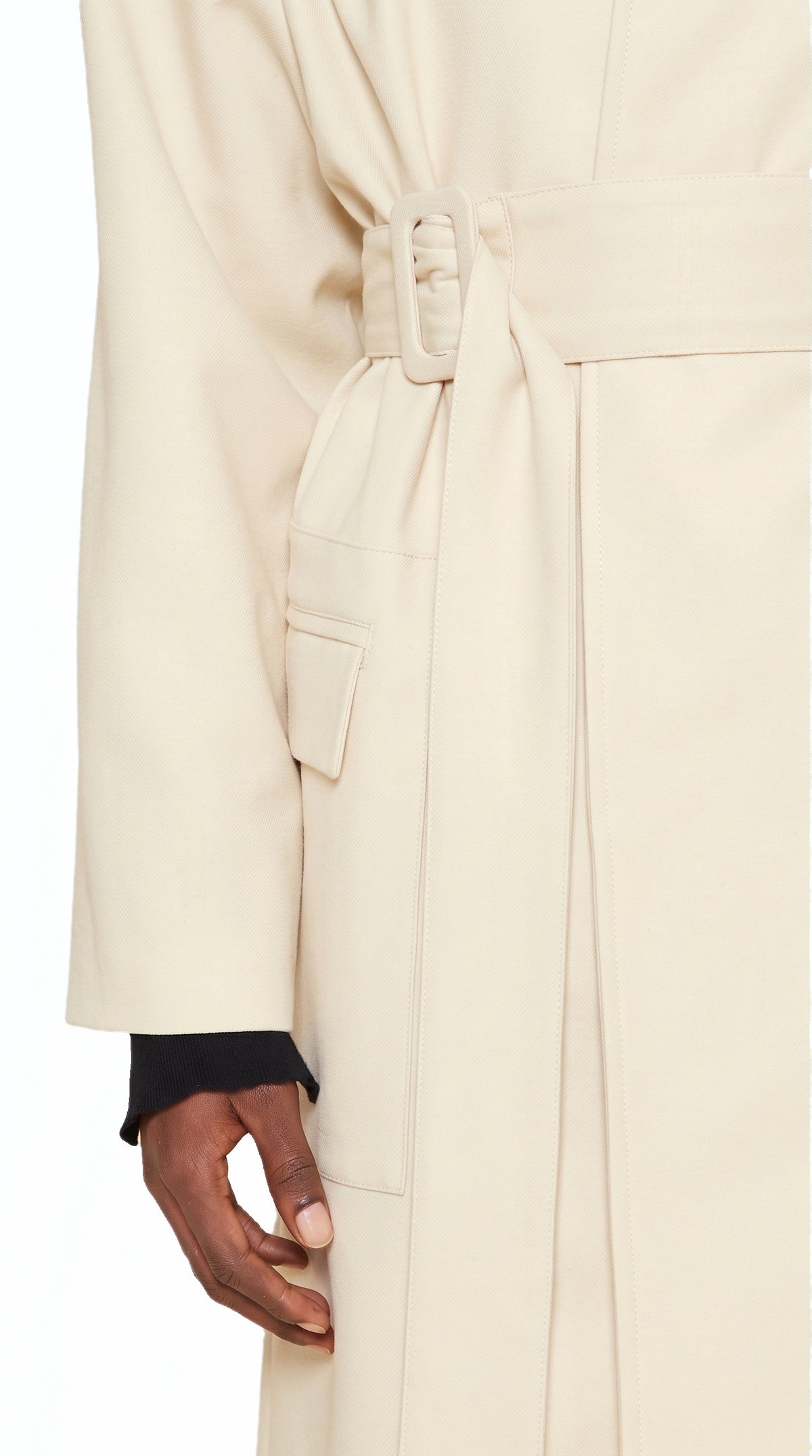 Victor Overcoat Men Ivory, detail – POAN