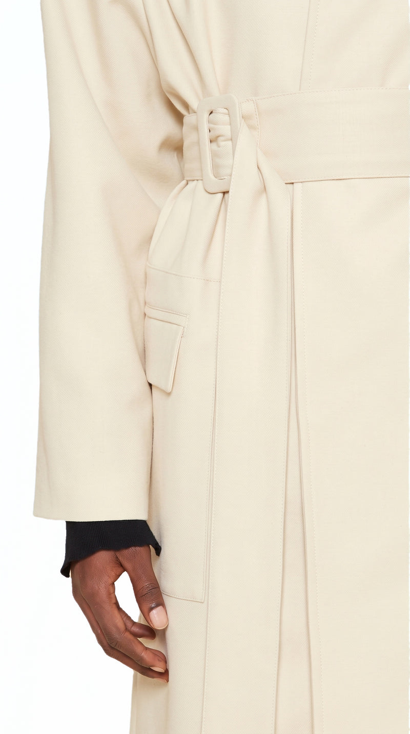 Victor Overcoat Men Ivory, detail – POAN