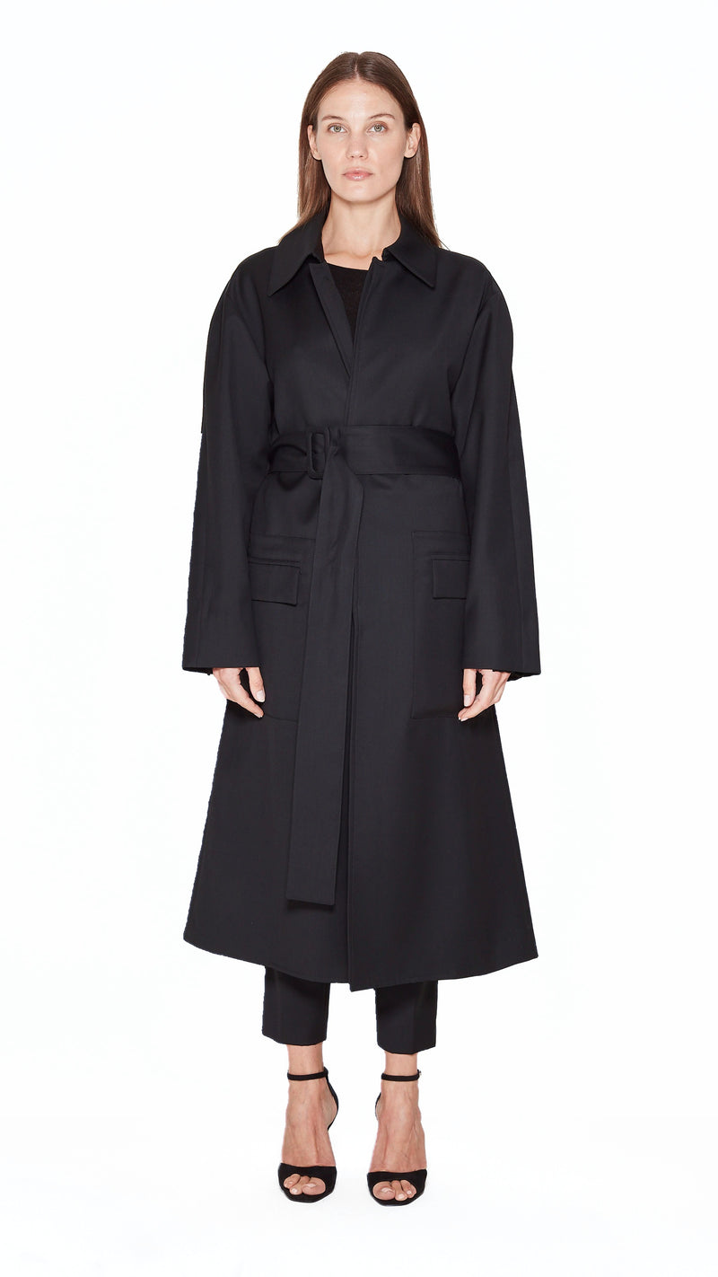 Victor Overcoat Women Black, front view – POAN