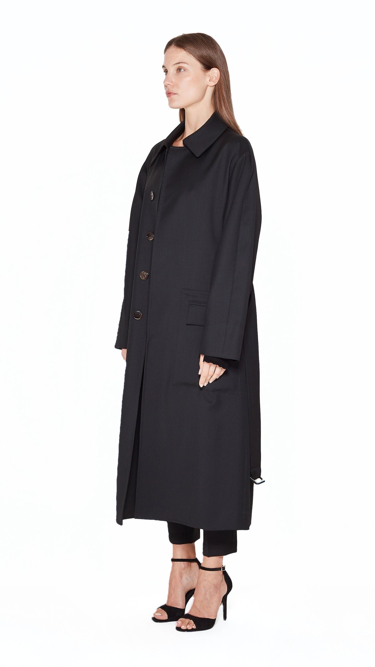 Victor Overcoat Women Black, side view – POAN
