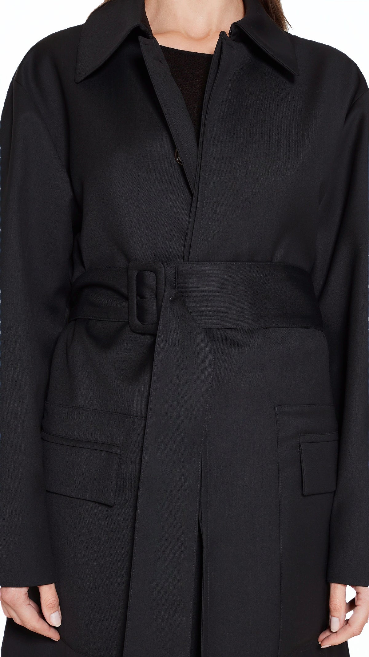 Victor Overcoat Women Black, detail – POAN