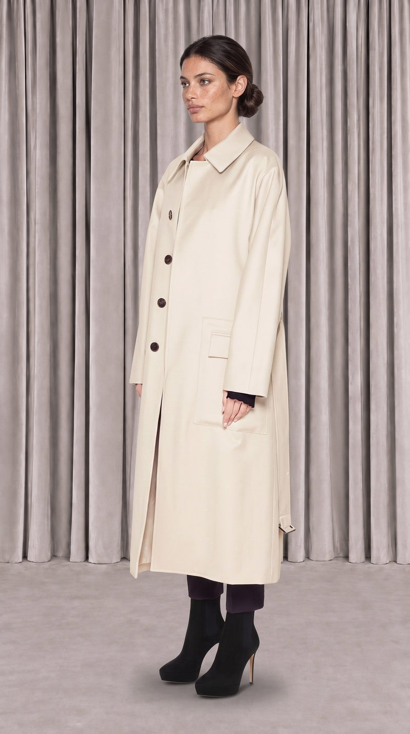 Victor Overcoat Women Ivory, side view – POAN