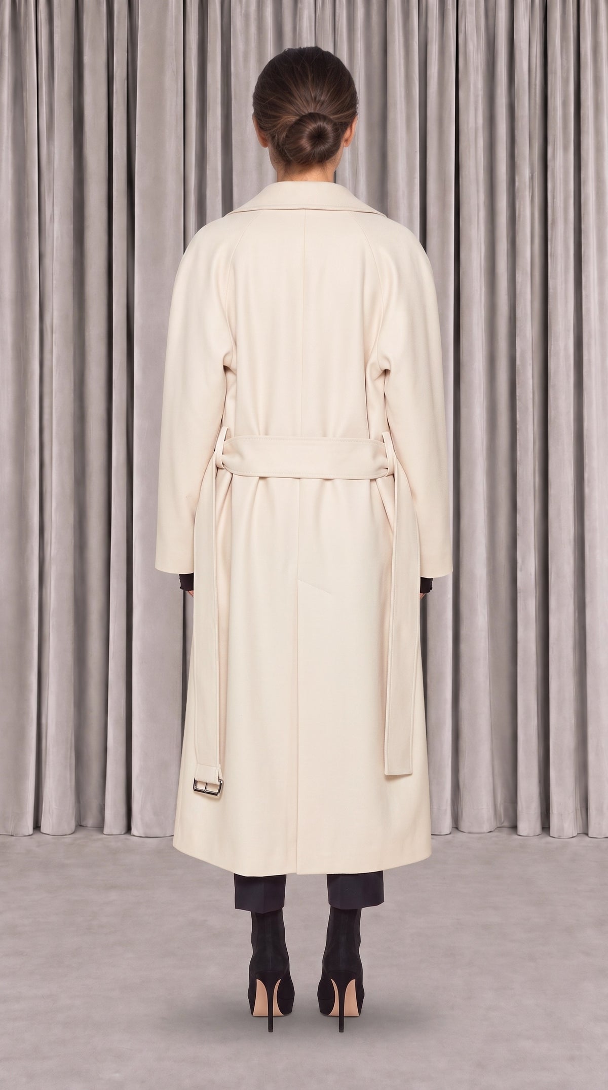 Victor Overcoat Women Ivory, back view – POAN