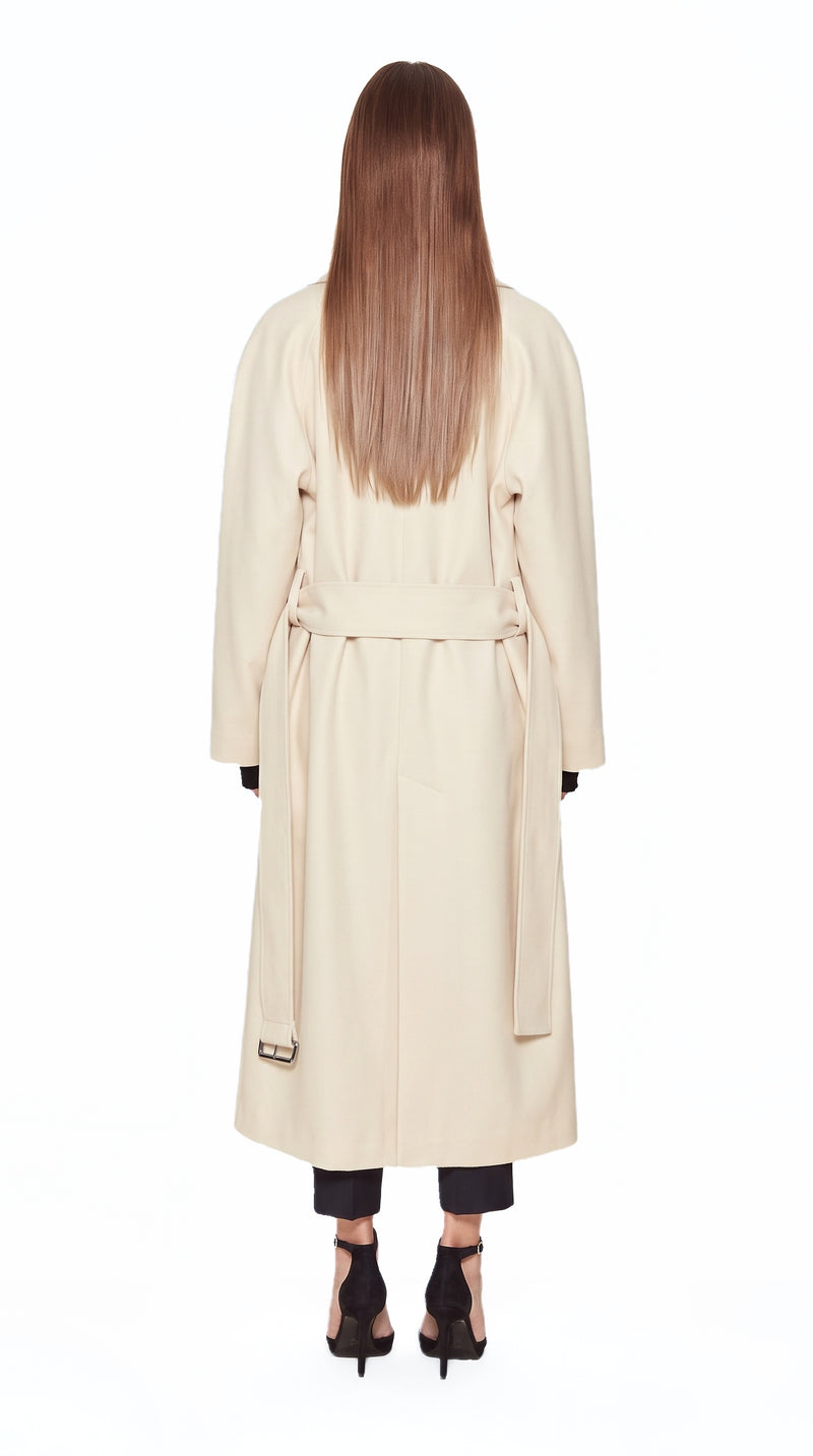 Victor Overcoat Women Ivory, back view – POAN